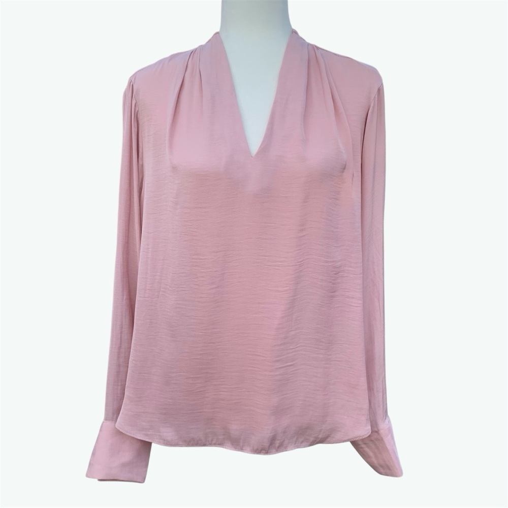 RACHEL Rachel Roy Silky Light Pink V-Neck Long Sleeve Blouse ~ Women’s XL